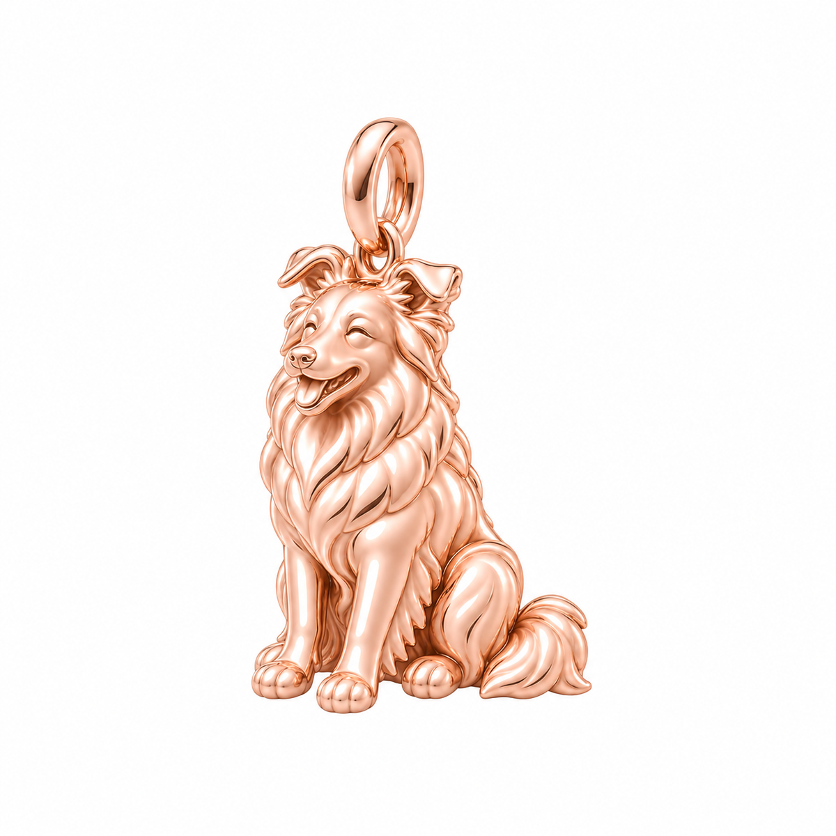 Shetland Sheepdog — Happy Pup Charm and Polyester Cord Bracelet Set — Rose Gold