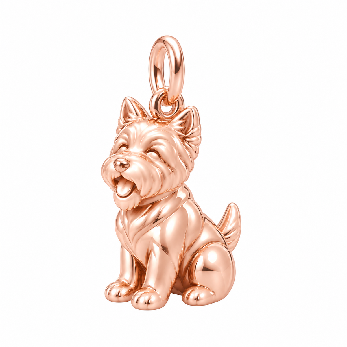 West Highland White Terrier — Happy Pup Charm and Polyester Cord Bracelet Set — Rose Gold