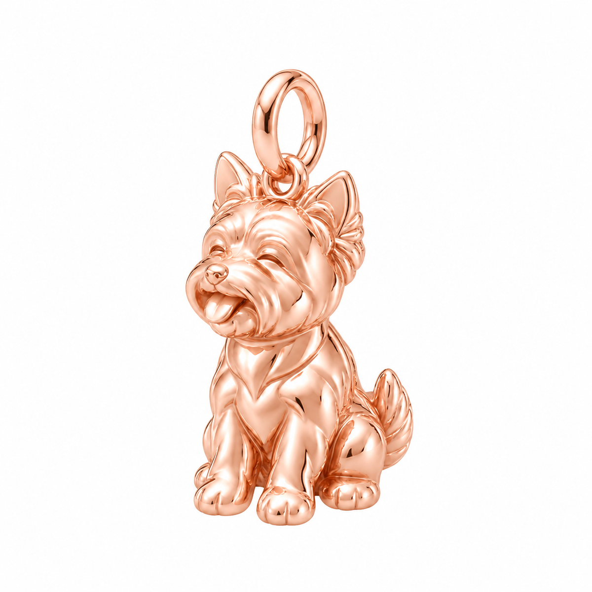Yorkshire Terrier — Happy Pup Charm and Polyester Cord Bracelet Set — Rose Gold