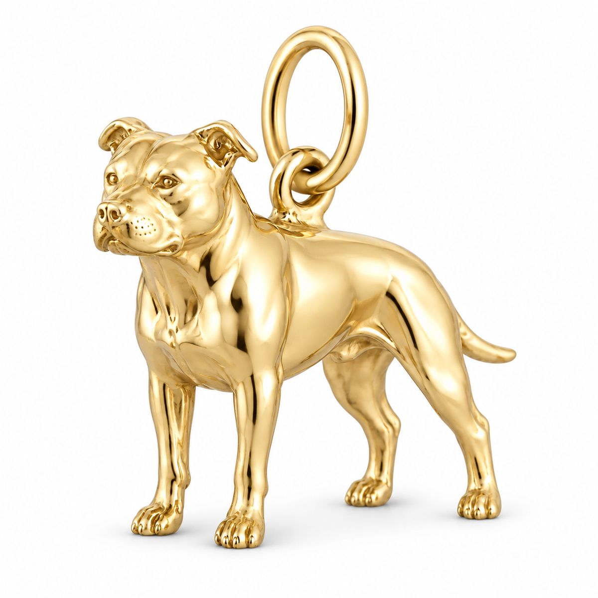 Pit Bull — Standing Dog Charm and Polyester Cord Bracelet Set — Gold