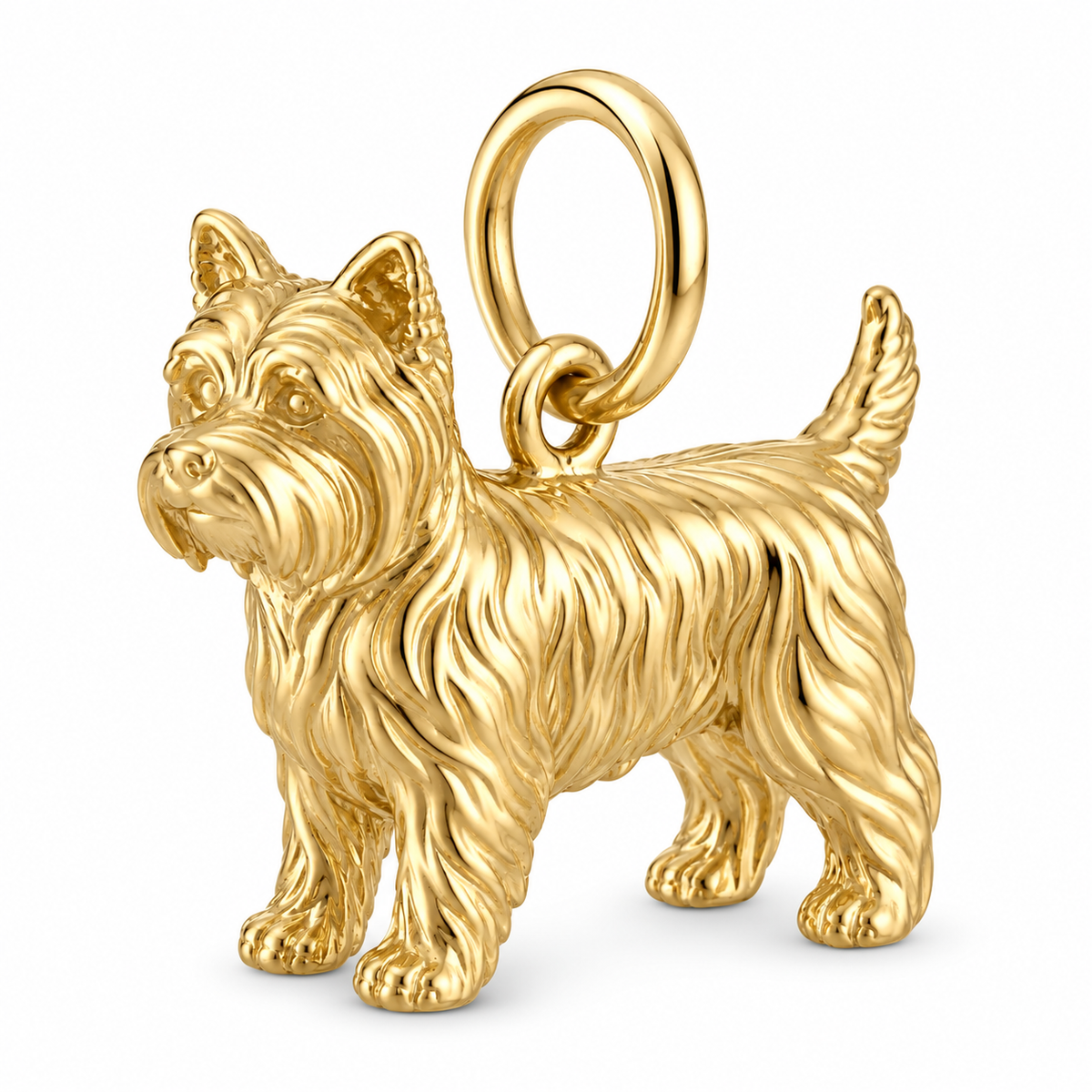 Yorkshire Terrier — Standing Dog Charm and Polyester Cord Bracelet Set — Gold