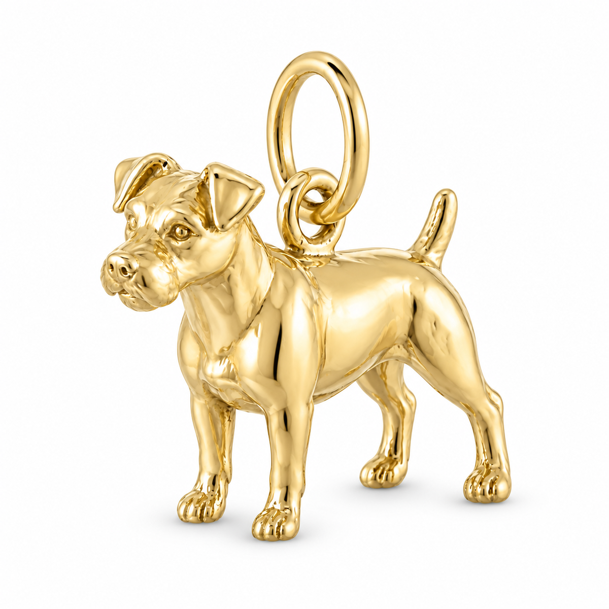 Jack Russell Terrier — Standing Dog Charm and Polyester Cord Bracelet Set — Gold