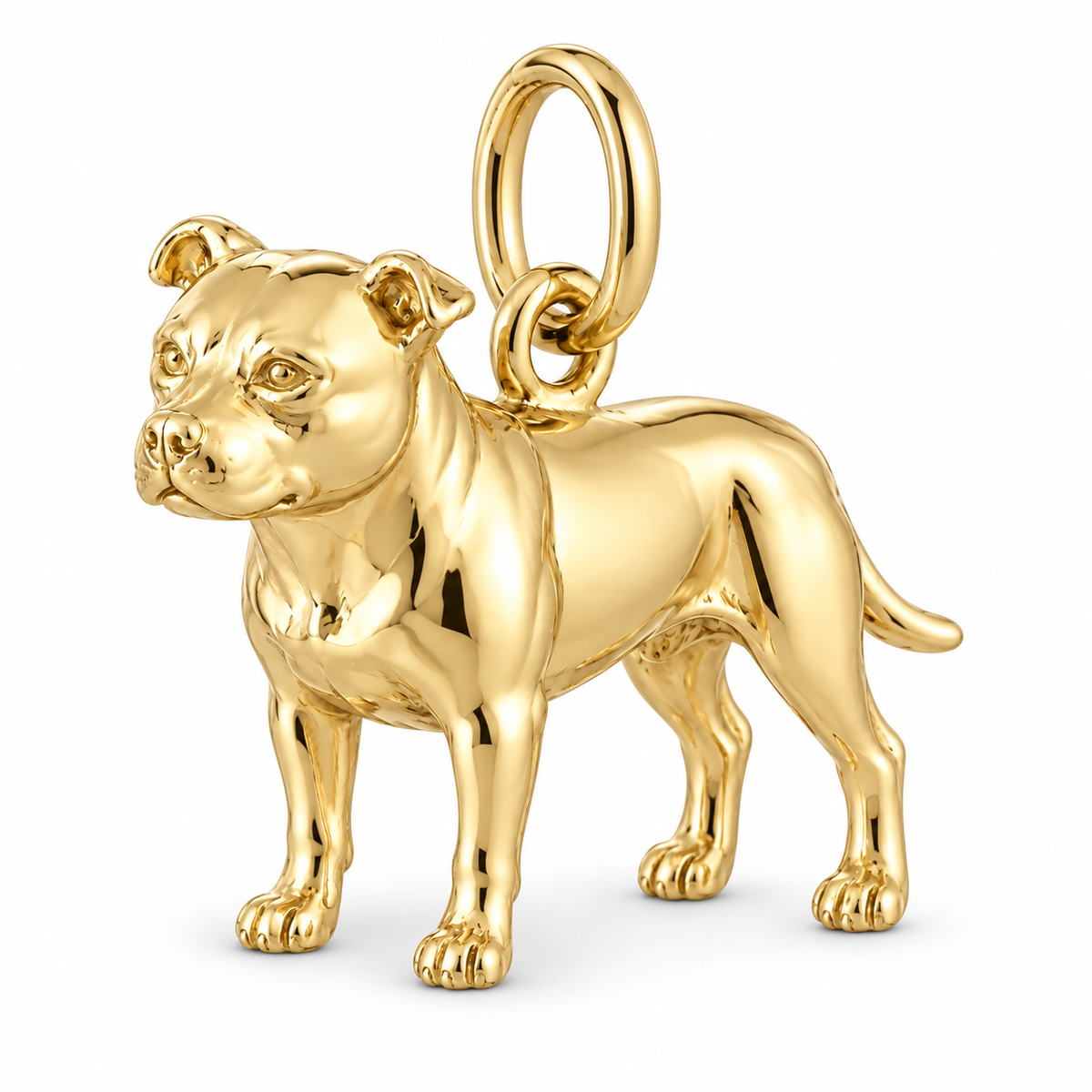 Staffordshire Bull Terrier — Standing Dog Charm and Polyester Cord Bracelet Set — Gold