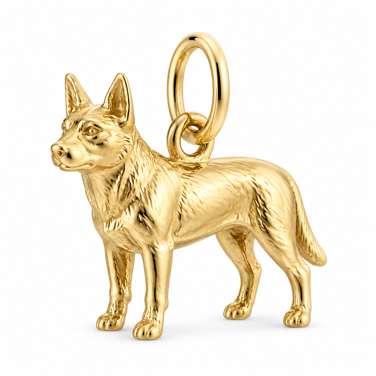 Australian Cattle Dog — Standing Dog Charm and Polyester Cord Bracelet Set — Gold
