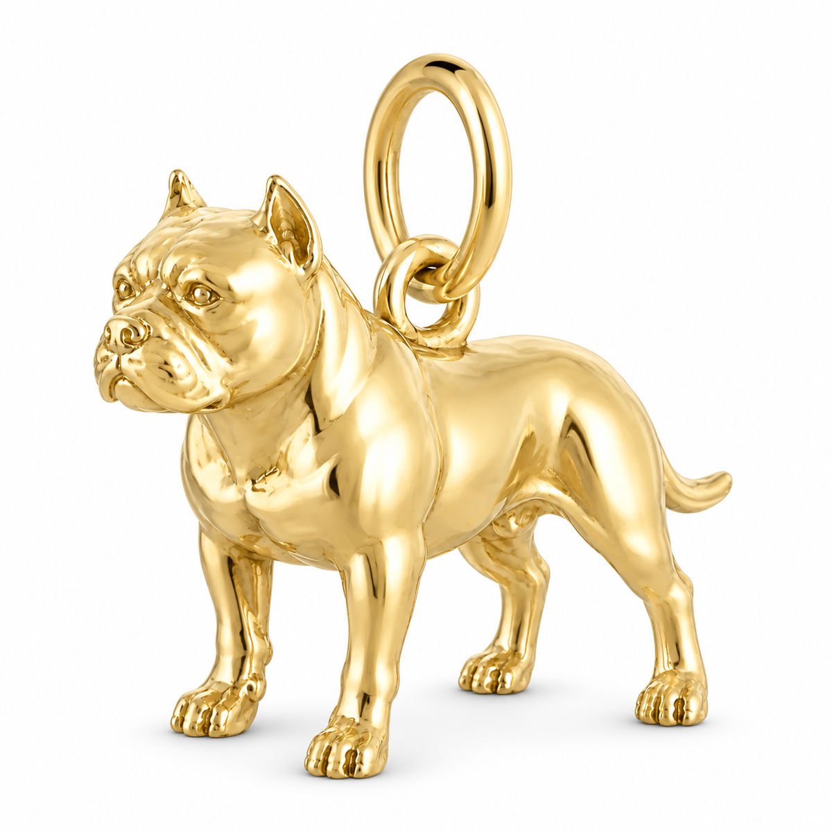 American Bully — Standing Dog Charm and Polyester Cord Bracelet Set — Gold
