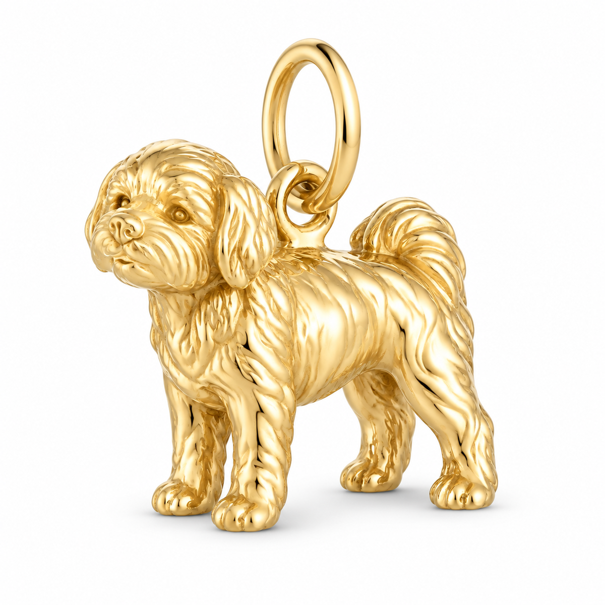 Maltipoo — Standing Dog Charm and Polyester Cord Bracelet Set — Gold