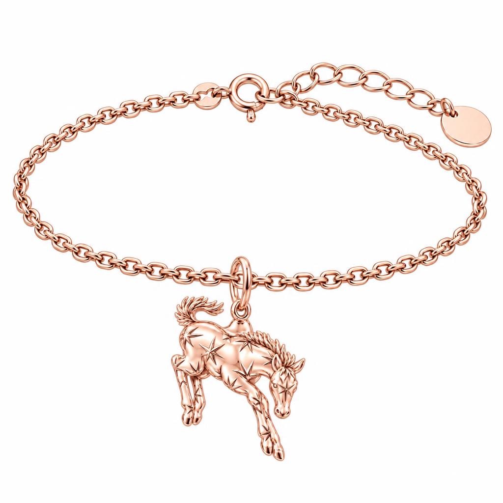 Starry Celestial Horse Charm Bracelet Set – rose gold, front view