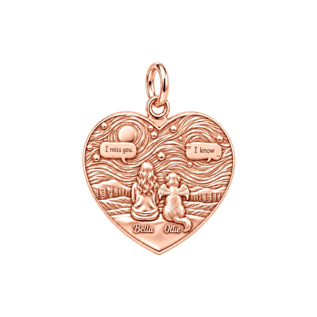 Starry Night Pet Memorial Charm Bracelet – Personalized Dog Mom Gift – rose gold 3 cm charm, front view