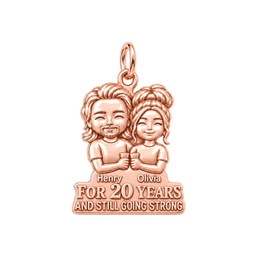 Still Going Strong Charm Bracelet – Personalized Couple Gift – rose gold 3 cm charm, front view