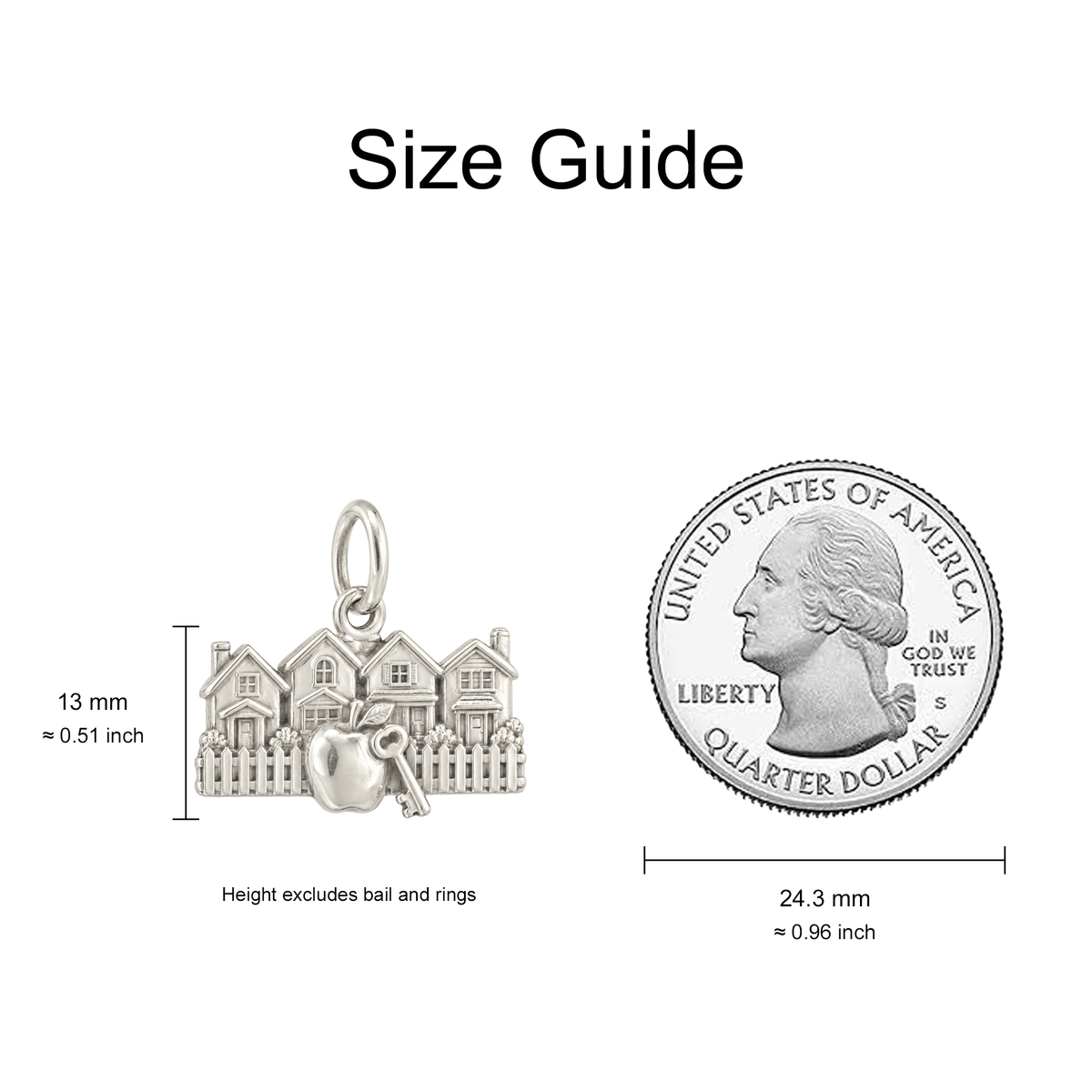 Suburban Houses Charm — Size Guide — 13 mm body excluding bail and rings — 50-works-silver-20260916-179