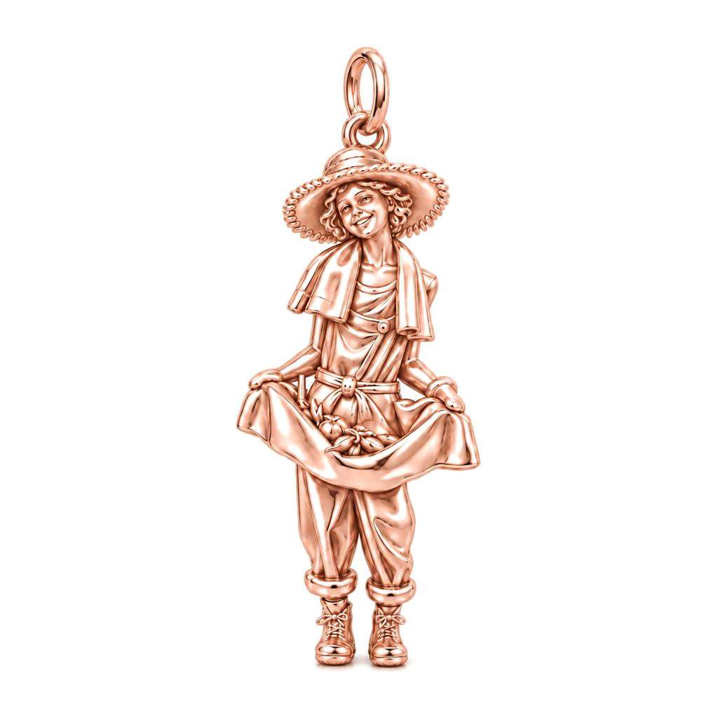 Summer Harvest Girl Charm Bracelet – Personalized Mom Gift – rose gold charm, front view