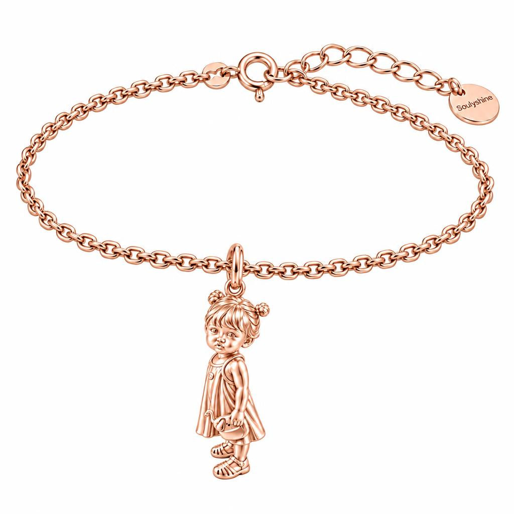 Sweet Little One Charm Bracelet Set – rose gold, front view
