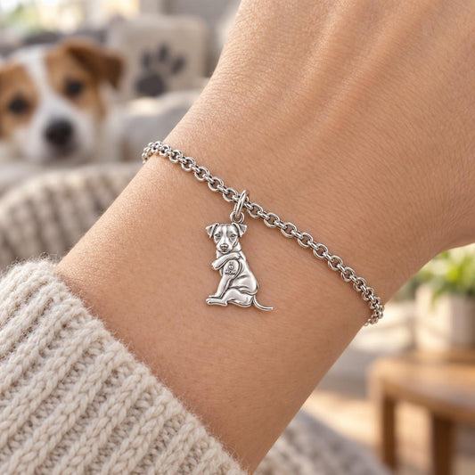 Tattooed Pup I Love Mom Charm Bracelet Set – worn / in use