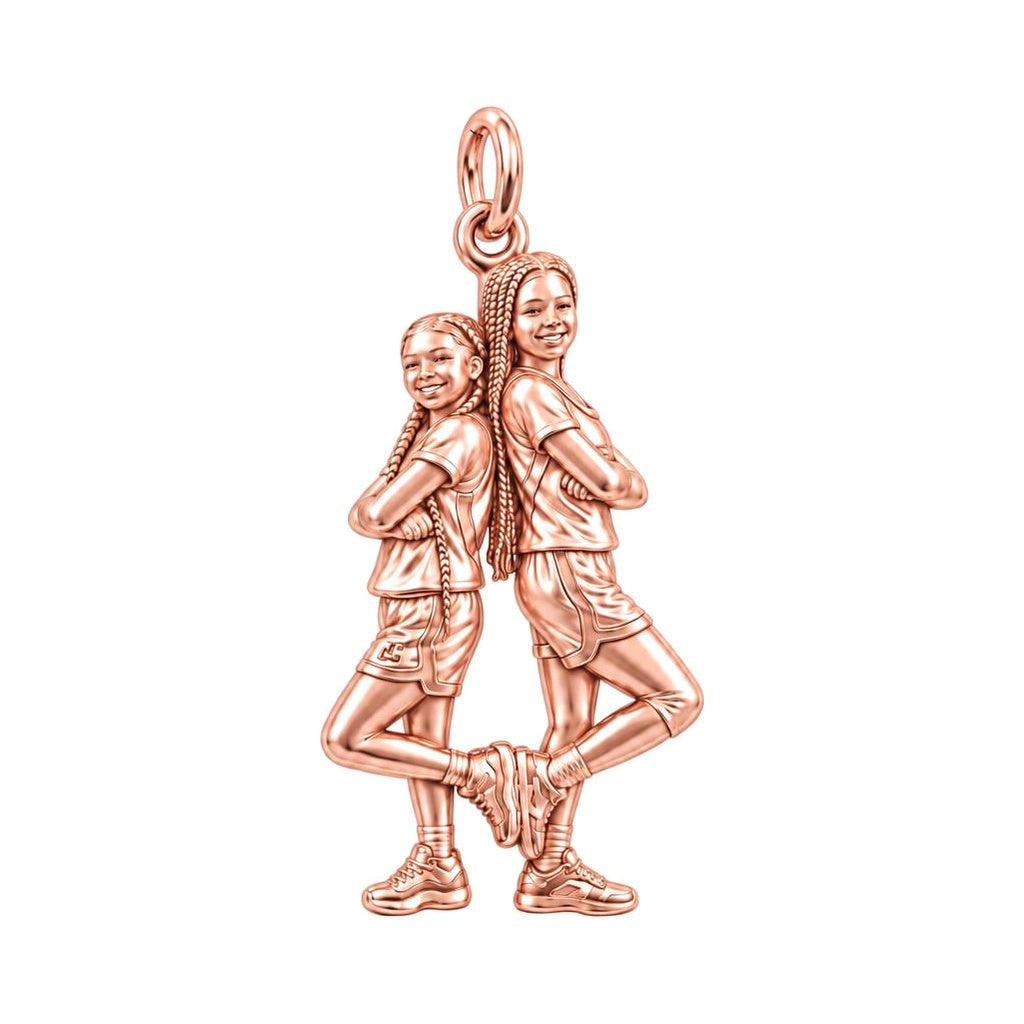 Teammates and Best Friends Charm Bracelet – Personalized Mom Gift – rose gold charm, front view