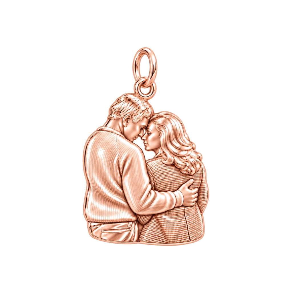 Tender Embrace Photo Charm Bracelet – Personalized Couple Gift – rose gold charm, front view