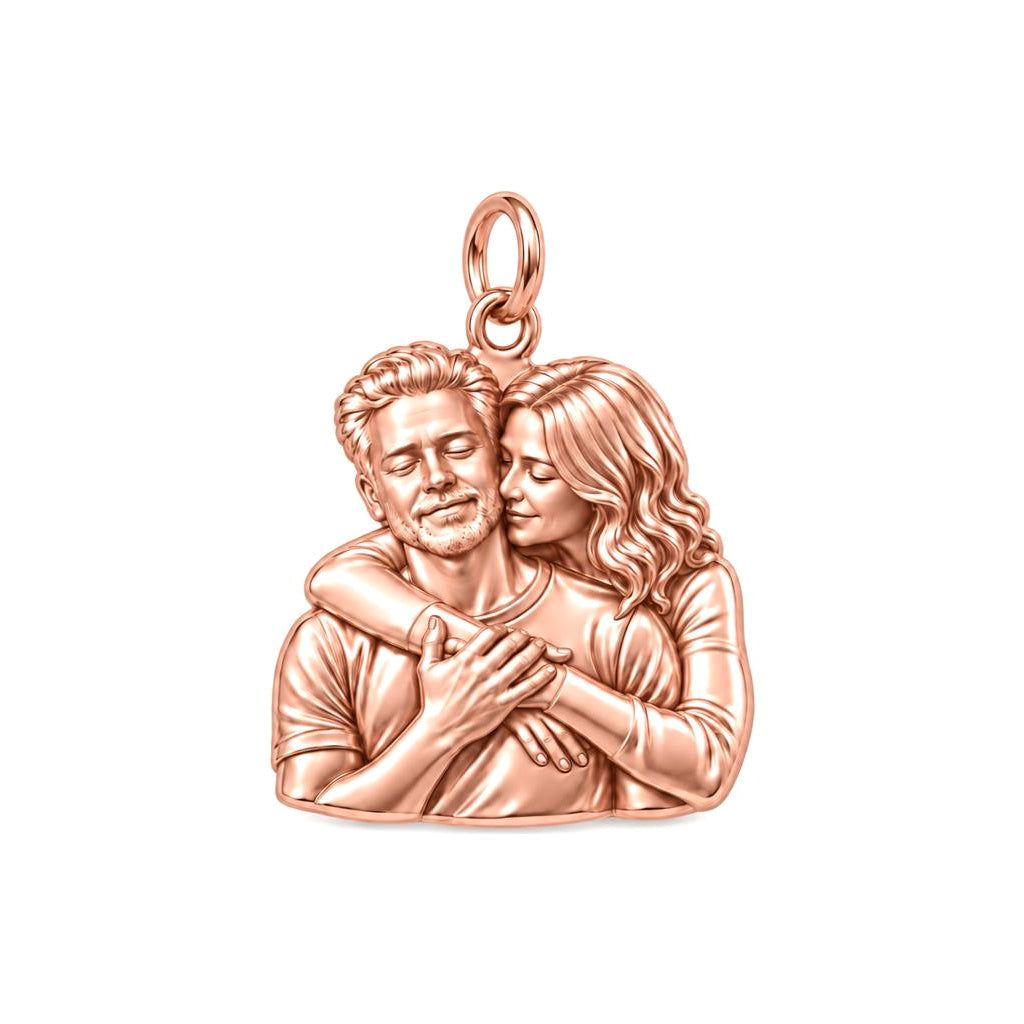 Tender Embrace Photo Charm Bracelet – Personalized Couple Gift – rose gold charm, front view
