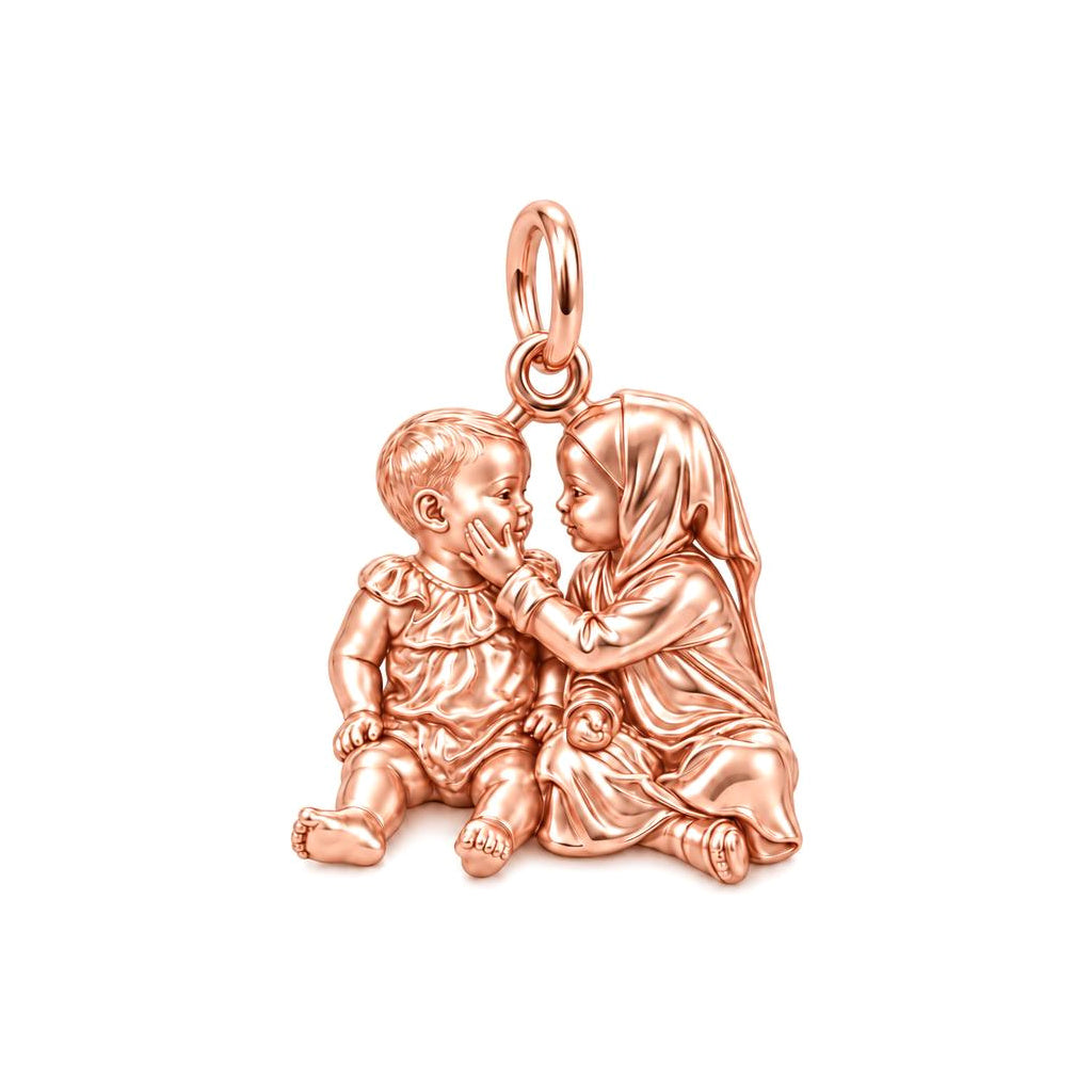 Tender Sibling Bond Charm Bracelet – Personalized Mom Gift – rose gold charm, front view