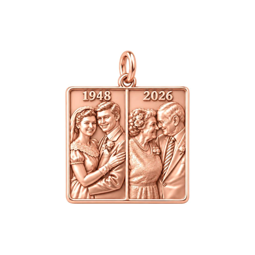 Then and Now Anniversary Charm Bracelet – Personalized Couple Gift – rose gold charm, front view