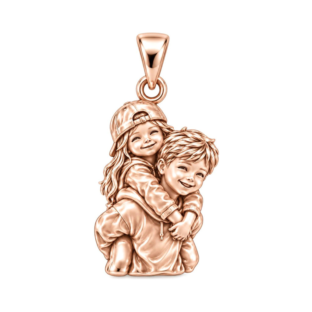 Together Since Childhood Charm Bracelet – Personalized Upload Photo Gift – rose gold charm, front view