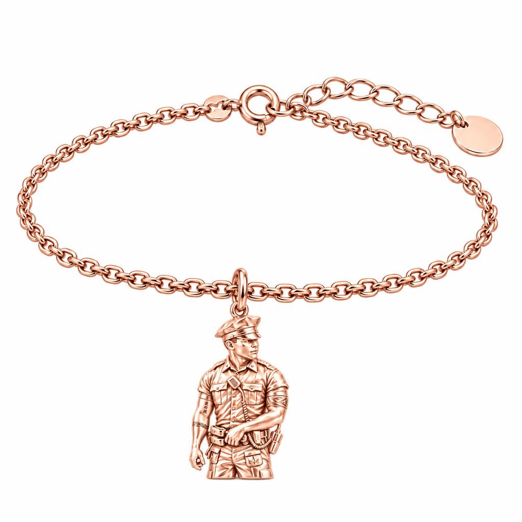 Valiant Hero in Uniform Charm Bracelet Set – rose gold, front view