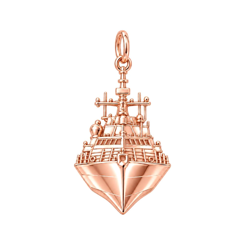 Valiant Navy Destroyer Charm Bracelet – Personalized Veteran Gift – rose gold charm, front view