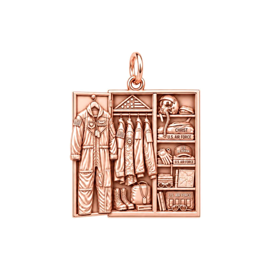 Veteran's Locker Charm Bracelet – Personalized Veteran Gift – rose gold charm, front view