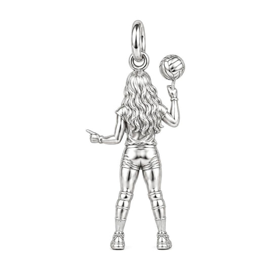 Volleyball Star Athlete Charm Bracelet – Personalized Mom Gift – back of the charm, engraving area