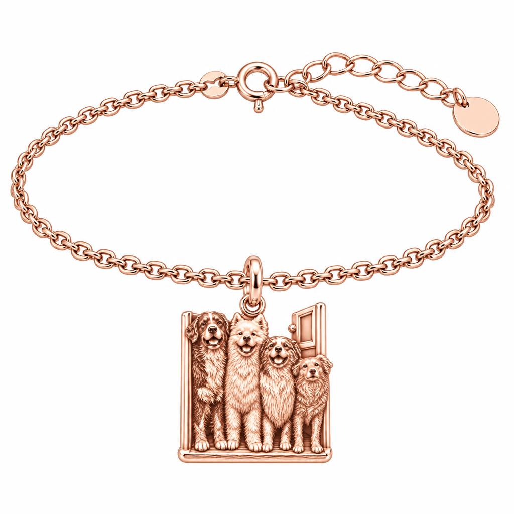Waiting at the Door Charm Bracelet Set – rose gold, front view