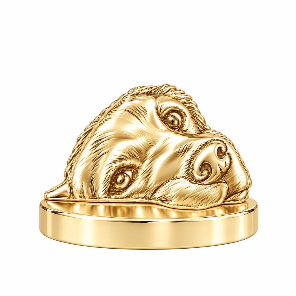 Waiting for You Golden Retriever Keepsake Plaque – 18K gold, front view