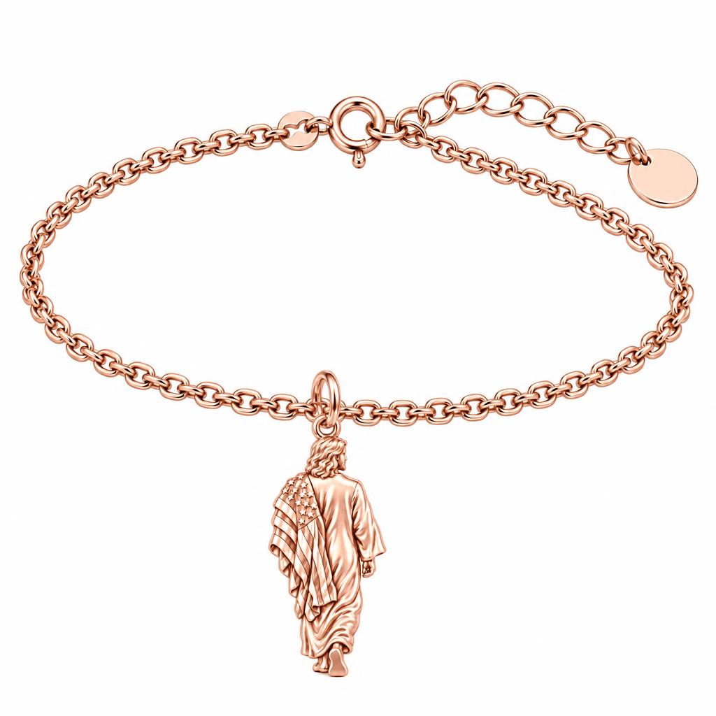 Walking with Faith Charm Bracelet Set – rose gold, front view