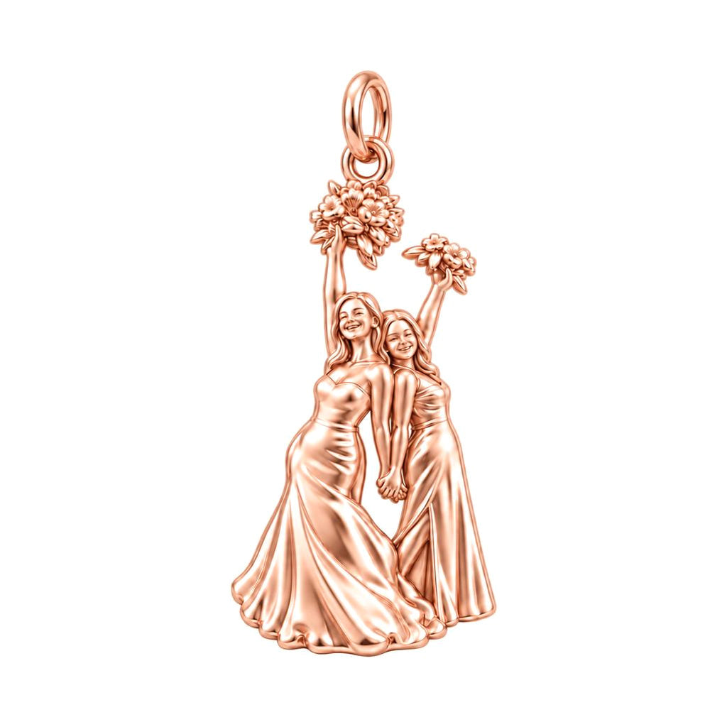 Wedding Best Friends Charm Bracelet – Personalized Bestie Gift – rose gold charm, front view