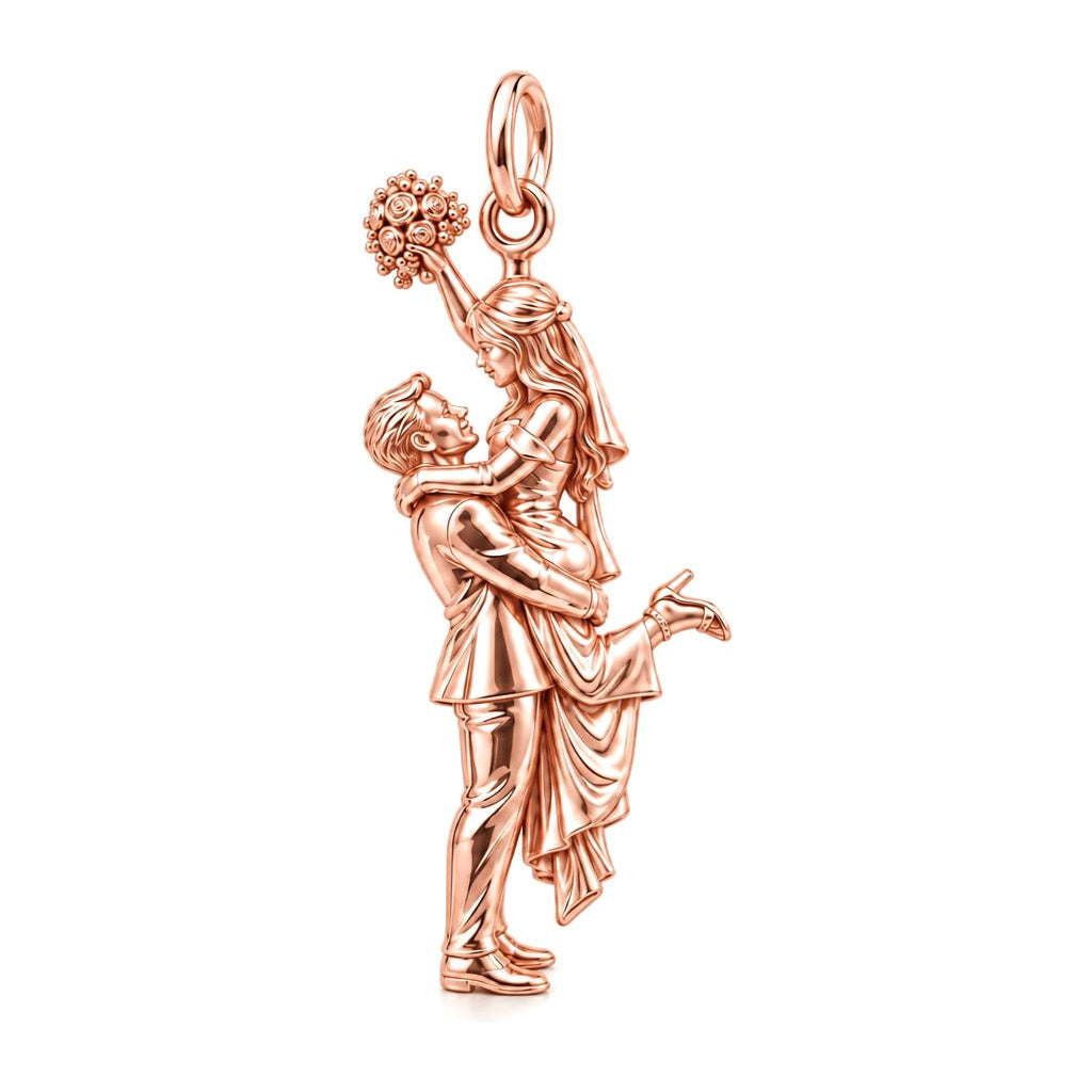 Wedding Lift Celebration Charm Bracelet – Personalized Couple Gift – rose gold charm, front view