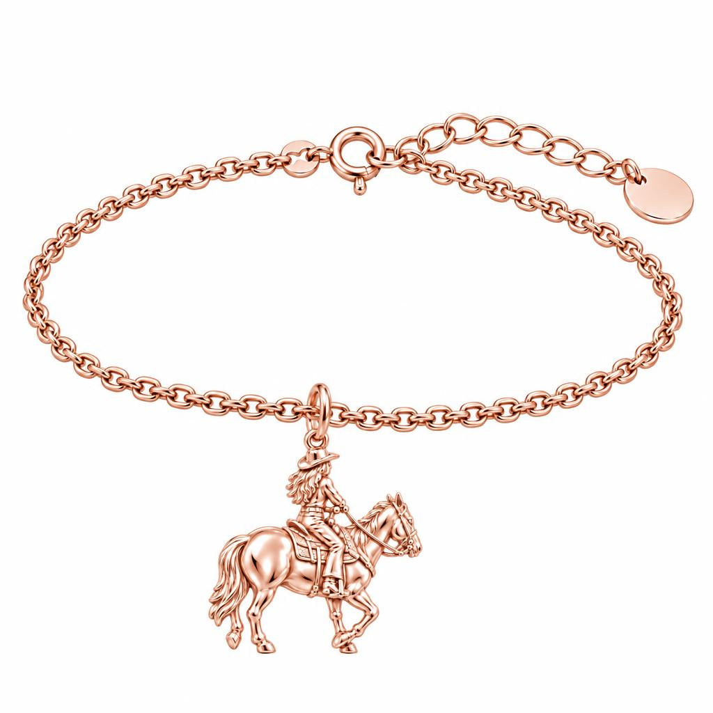 Western Spirit Rider Charm Bracelet Set – rose gold, front view