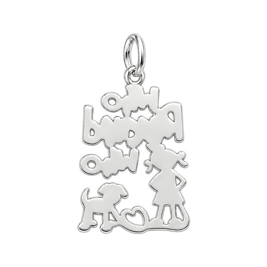 Who Rescued Who Charm and Polyester Cord Bracelet Set – back of the charm, engraving area