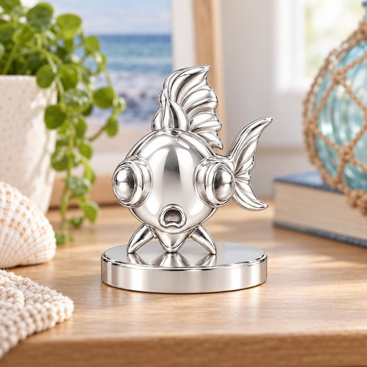 Wide Eyed Goldfish Keepsake Plaque – worn / in use