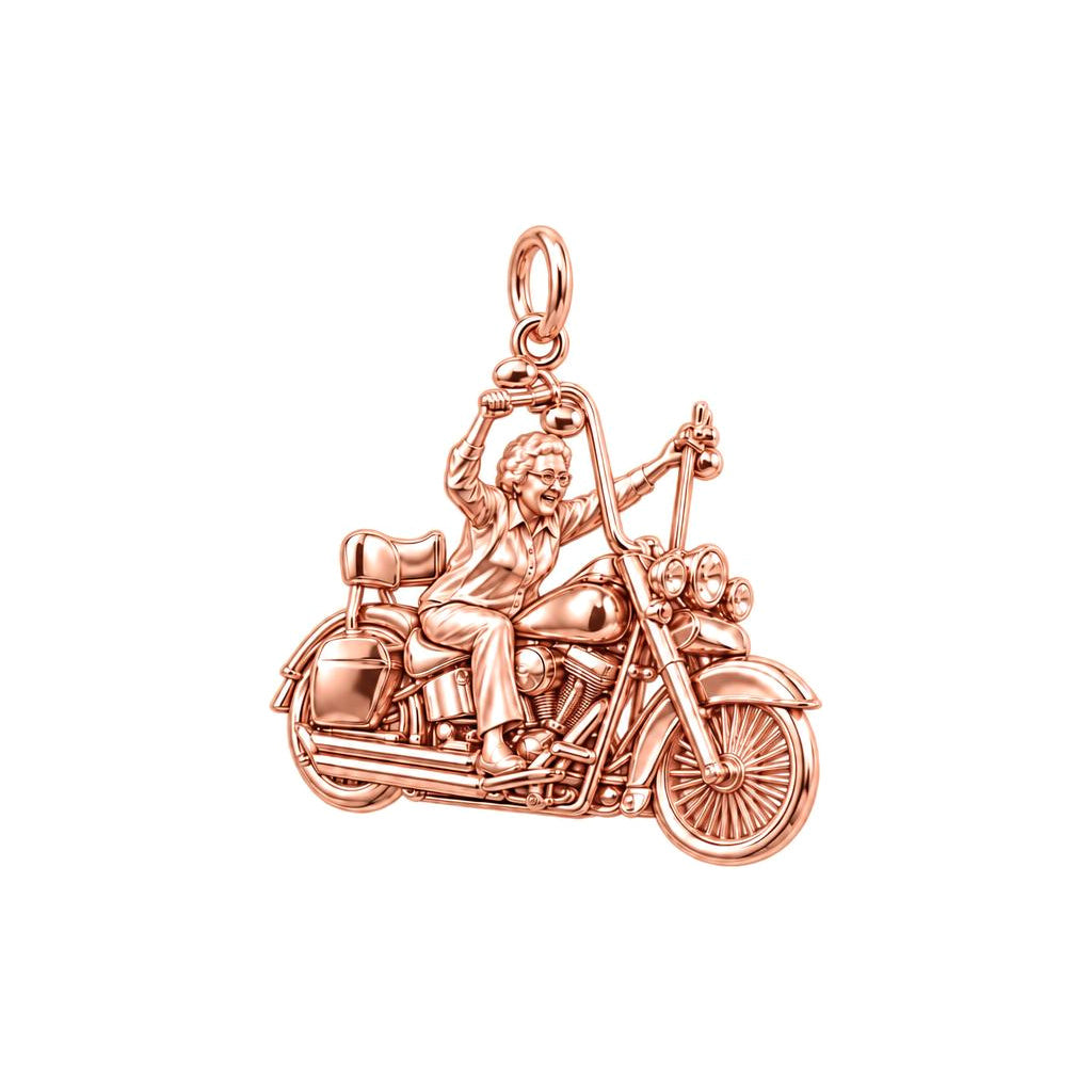 Wild at Heart Rider Charm Bracelet – Personalized Mom Gift – rose gold charm, front view