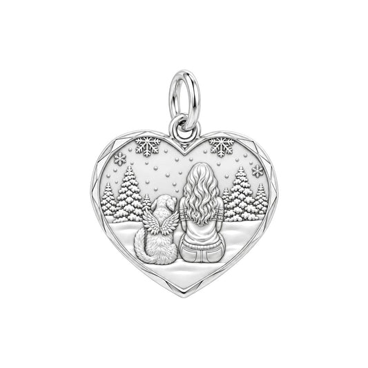 Winter Angel Pup Charm Bracelet – Personalized Dog Mom Gift – back of the charm, engraving area