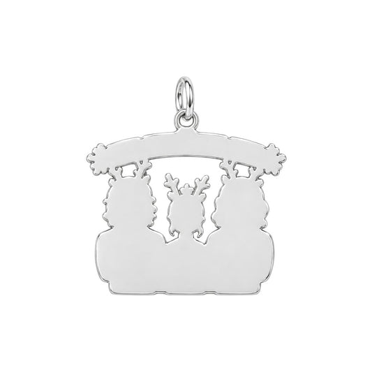 Winter Family Portrait Charm Bracelet – Personalized Family Gift – back of the charm, engraving area
