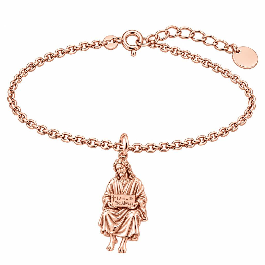 With You Always Jesus Charm Bracelet Set – rose gold, front view