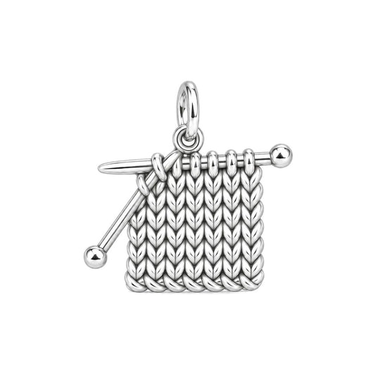 Work in Progress Knitting Charm and Polyester Cord Bracelet Set – back of the charm, engraving area