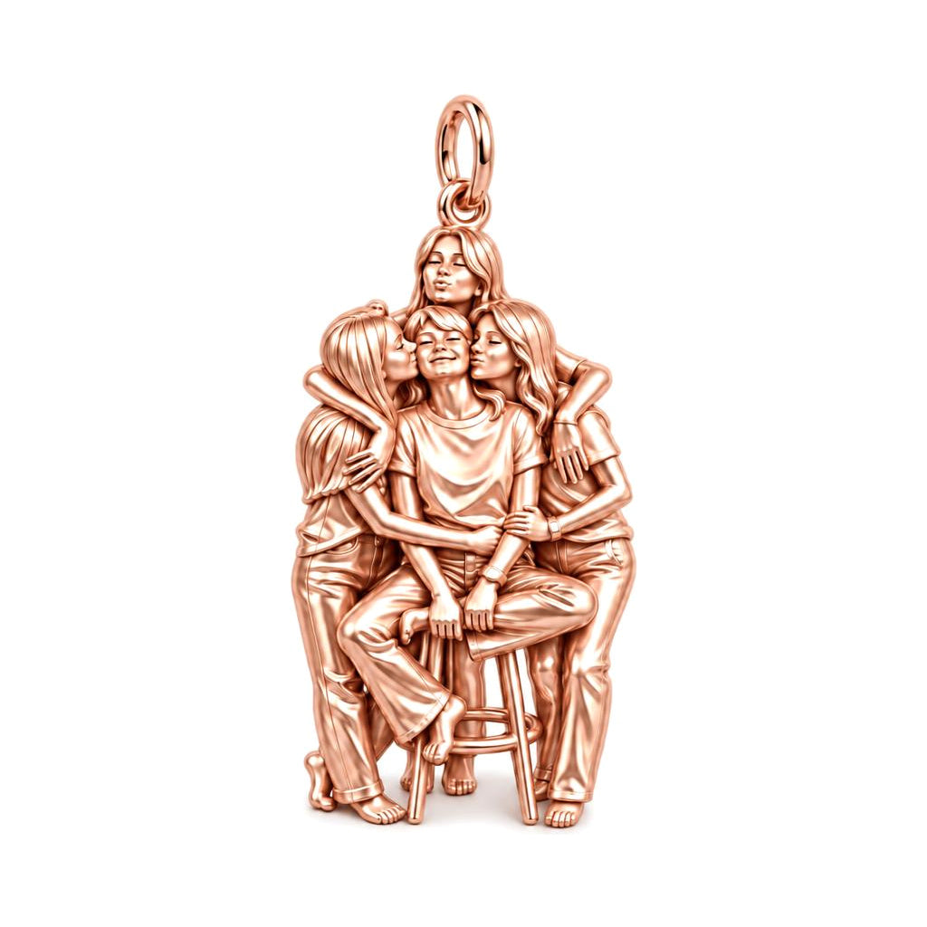 Wrapped in Family Love Charm Bracelet – Personalized Mom Gift – rose gold charm, front view