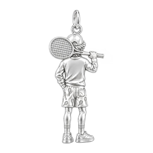 Young Tennis Star Charm Bracelet – Personalized Mom Gift – back of the charm, engraving area