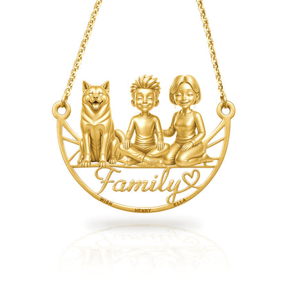 Soulyshine Akita family and dog handcrafted necklace