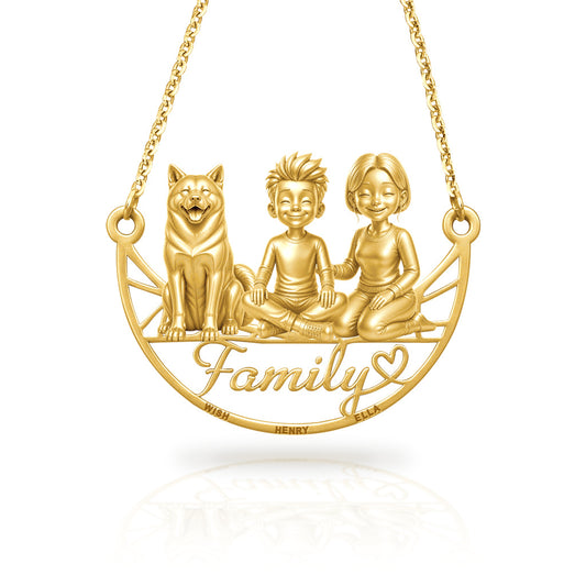 Soulyshine Akita family and dog handcrafted necklace