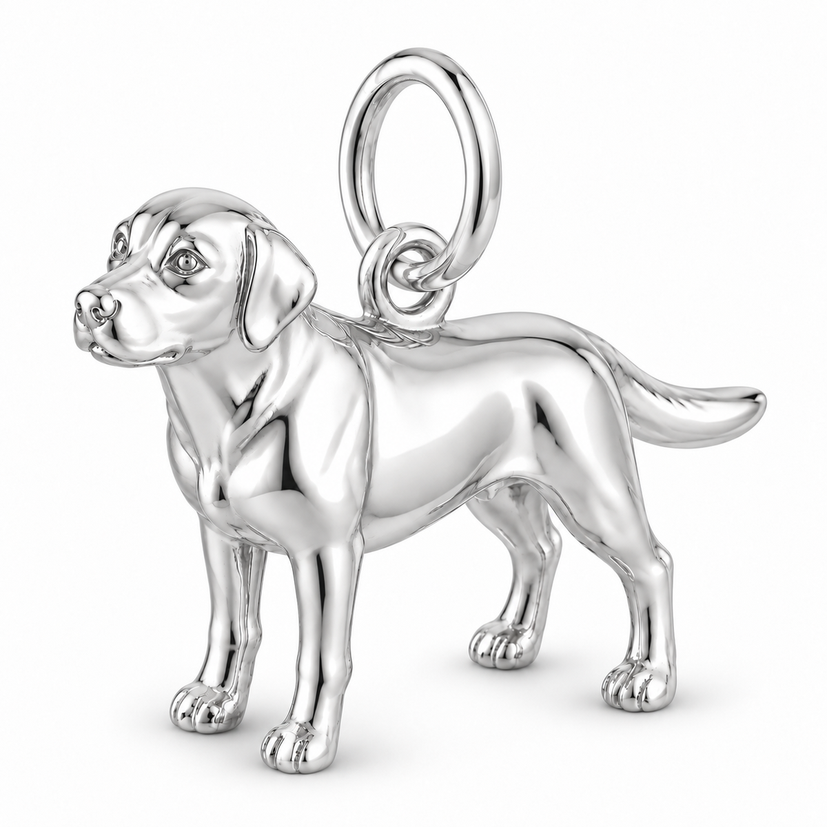 Labrador Retriever — Standing Dog Charm and Polyester Cord Bracelet Set — Silver