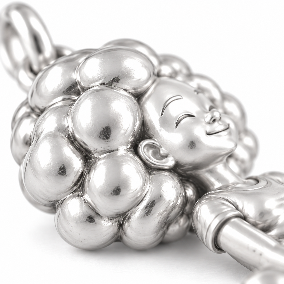 Super macro surface detail of Woman Charm – Shapes & Hairstyles from a low oblique angle