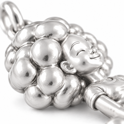 Super macro surface detail of Woman Charm – Shapes & Hairstyles from a low oblique angle