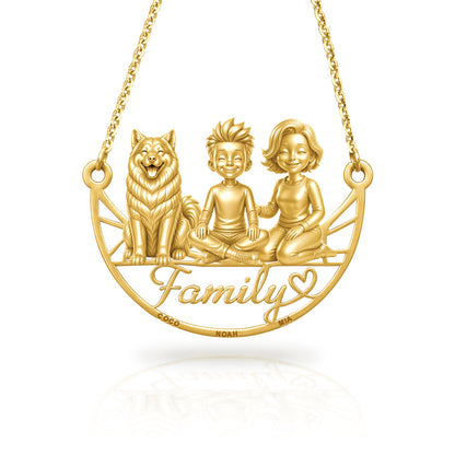 Soulyshine Alaskan Malamute family and dog handcrafted necklace