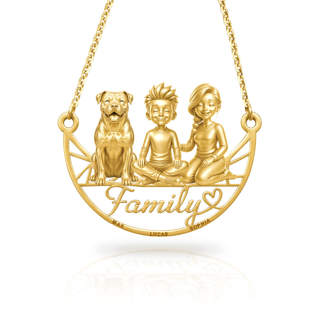 Soulyshine American Bulldog family and dog handcrafted necklace