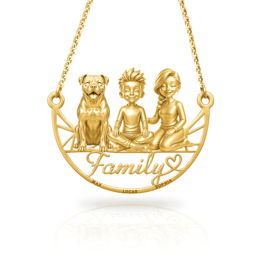 Soulyshine American Bulldog family and dog handcrafted necklace